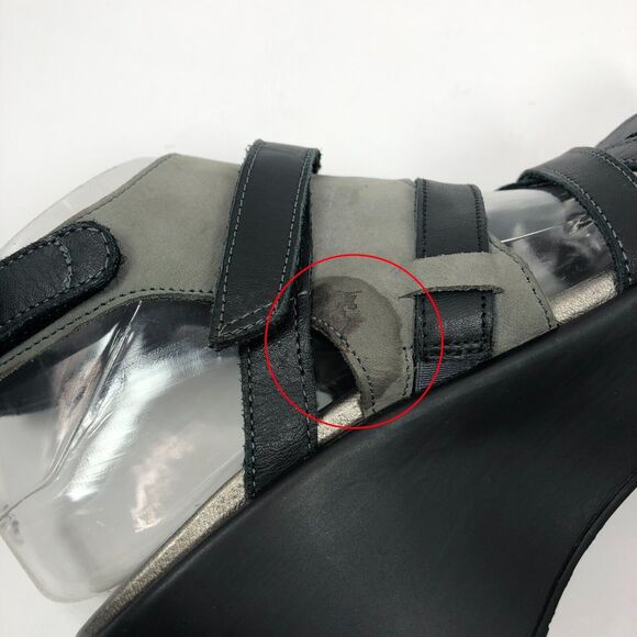 NAOT Platform Wedge Sandals 40 US 9-9.5 Prestige Leather Strappy Shoes Navy Blue - Picture 5 of 10